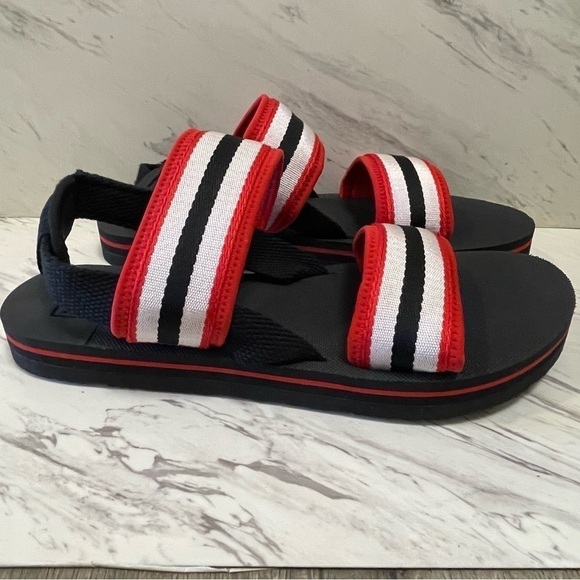 Hunter Original Beach Sandal Strap Hook Loop Red Black White Stripe Sz UK 10 main image 7